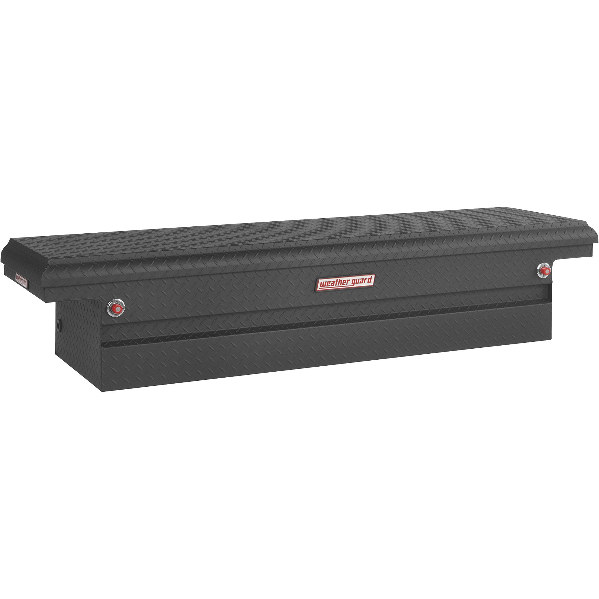 Weather Guard Full-Size Low Profile Saddle Truck Tool Box — Aluminum, Textured Matte Black, Rotary Latches, 71.5in. x 20.25in. x 15in., Model# 121-52-01